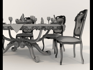 Classic Dining Table and Chairs 18 Modelo 3D