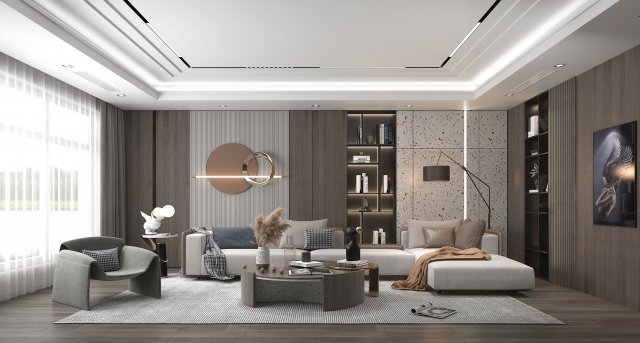 Modern Living Room Scene Modelo 3D .c4d .max .obj .3ds .fbx .stl .blend 