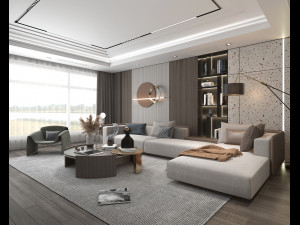 Modern Living Room Scene Modelo 3D