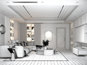Modern Living Room Scene Modelo 3D