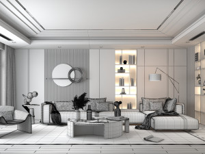 Modern Living Room Scene Modelo 3D