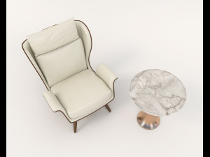 Contemporary Style Coffee Table and Armchair 13 3D 模型