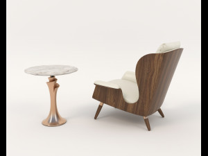 Contemporary Style Coffee Table and Armchair 13 3D 模型