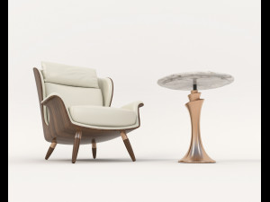 Contemporary Style Coffee Table and Armchair 13 3D 模型