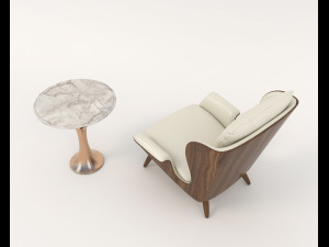 Contemporary Style Coffee Table and Armchair 13 3D 模型