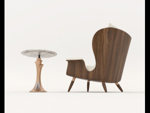 Contemporary Style Coffee Table and Armchair 13 3D 模型
