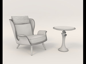 Contemporary Style Coffee Table and Armchair 13 3D 模型