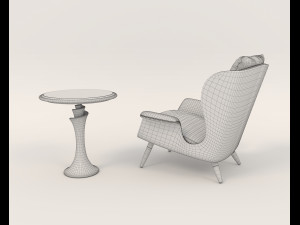 Contemporary Style Coffee Table and Armchair 13 3D 模型