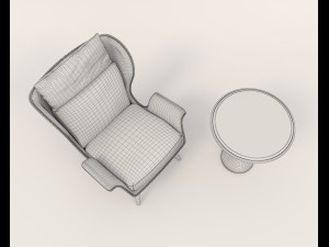 Contemporary Style Coffee Table and Armchair 13 3D 模型