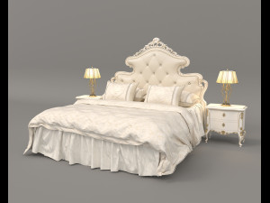 European Style Bed Set 16 3D Model