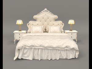 European Style Bed Set 16 Modello 3D