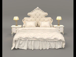 European Style Bed Set 16 3D Model