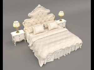 European Style Bed Set 16 Modello 3D