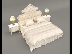 European Style Bed Set 16 3D Model