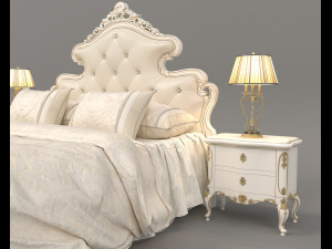 European Style Bed Set 16 Modello 3D