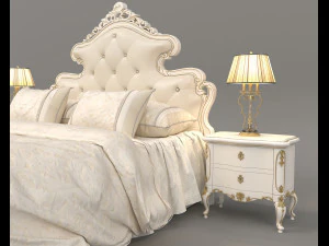 European Style Bed Set 16 3D Model