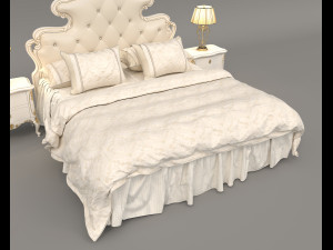 European Style Bed Set 16 Modello 3D