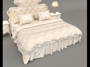 European Style Bed Set 16 3D Model