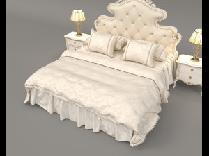 European Style Bed Set 16 Modello 3D