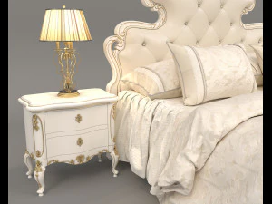 European Style Bed Set 16 3D Model