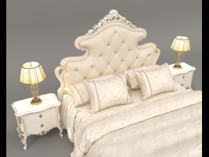 European Style Bed Set 16 Modello 3D