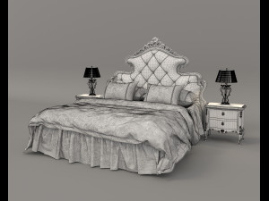 European Style Bed Set 16 Modello 3D