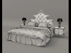 European Style Bed Set 16 3D Model