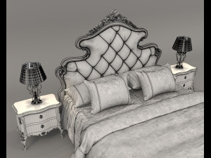 European Style Bed Set 16 Modello 3D