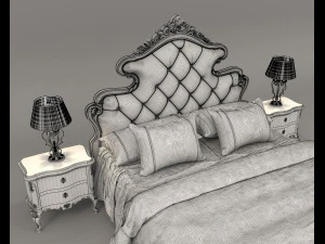 European Style Bed Set 16 3D Model
