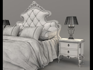 European Style Bed Set 16 Modello 3D