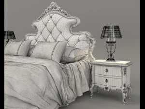European Style Bed Set 16 3D Model