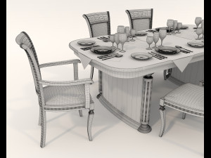 Restaurant Dining Table and Chairs Modelo 3D