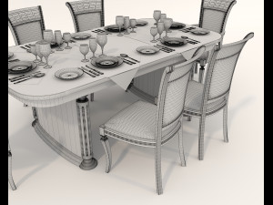 Restaurant Dining Table and Chairs Modelo 3D