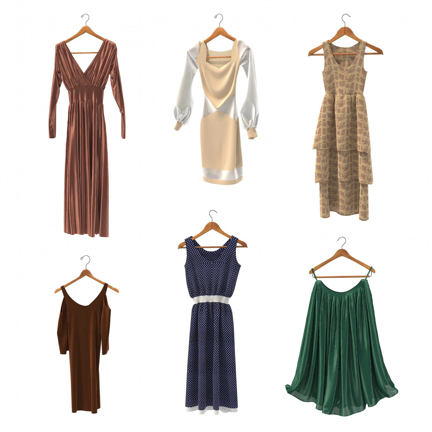 Dress on Hanger 10 3D Model .c4d .max .obj .3ds .fbx .stl .blend 