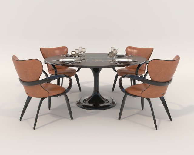 Contemporary Style Table and Chairs 13 Modelo 3D .c4d .max .obj .3ds .fbx .stl .blend 