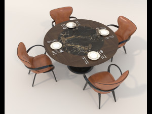 Contemporary Style Table and Chairs 13 Modelo 3D