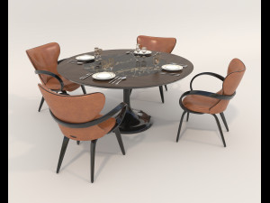 Contemporary Style Table and Chairs 13 Modelo 3D