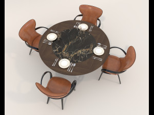 Contemporary Style Table and Chairs 13 Modelo 3D