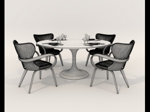 Contemporary Style Table and Chairs 13 Modelo 3D