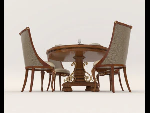 Restaurant Dining Table and Chairs 2 3D Model