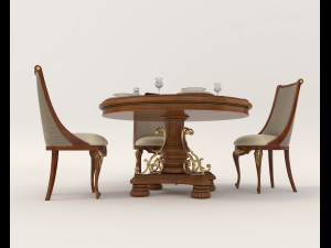 Restaurant Dining Table and Chairs 2 Modelo 3D