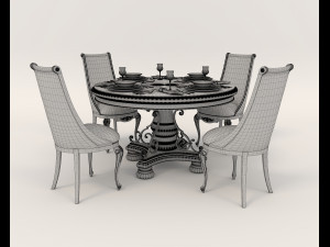 Restaurant Dining Table and Chairs 2 Modelo 3D
