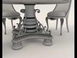 Restaurant Dining Table and Chairs 2 3D Model