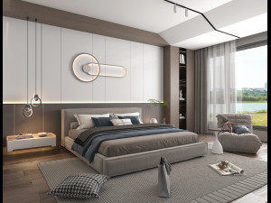 Modern Bedroom Interior Scene 19 3D Model