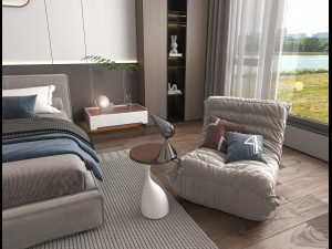 Modern Bedroom Interior Scene 19 3D Model