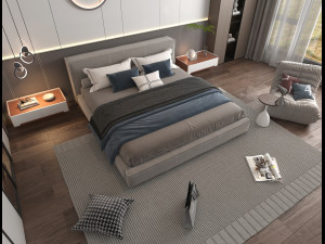 Modern Bedroom Interior Scene 19 3D Model