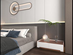 Modern Bedroom Interior Scene 19 3D Model