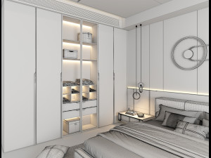 Modern Bedroom Interior Scene 19 3D Model