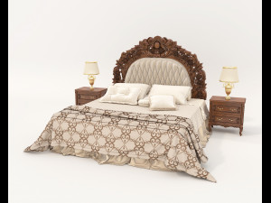 Classic Style Bed Set 27 3D Model