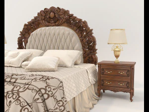 Classic Style Bed Set 27 3D Model